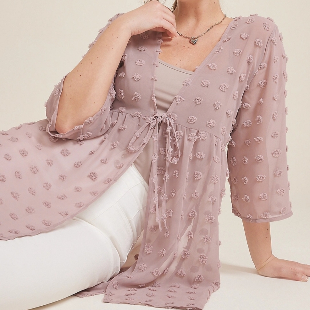 Maurices Clip Dot Sheer Kimono WORN ONCE
